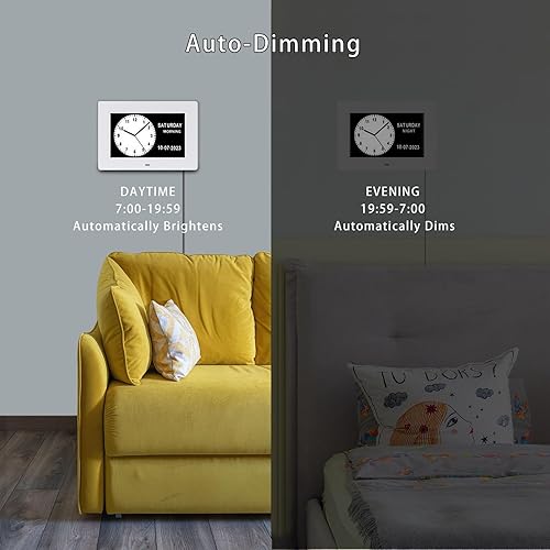 Miniatura 4 de SSINI Reloj digital de día con calendario para personas mayores con día y fecha para ancianos, reloj digital con pantalla grande con 12 alarmas (7