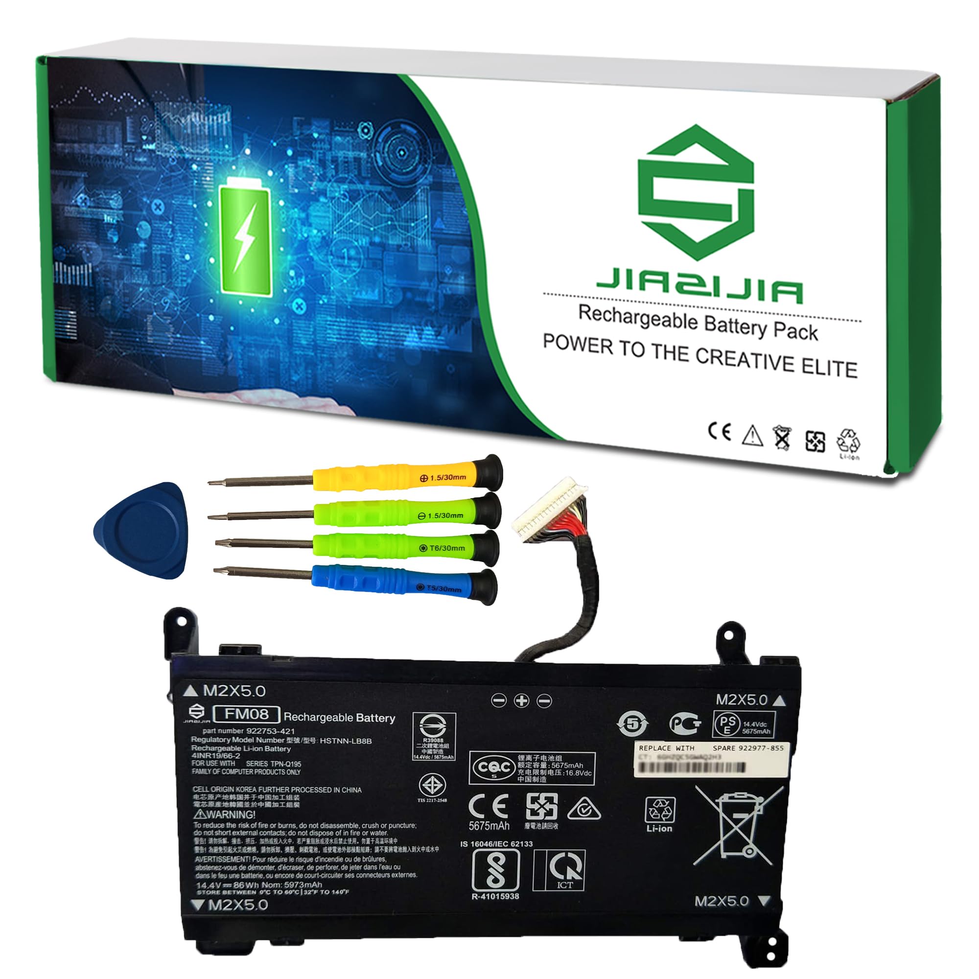 JIAZIJIA FM08 922977-855 Laptop Battery Replacement for HP Omen 17-AN013TX 17-AN014TX 17-AN014NG Series Notebook 922753-421 HSTNN-LB8B 16-Pin