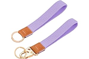 Purple Lanyard for Keys with Stretchy Keychain Holder Wristlet