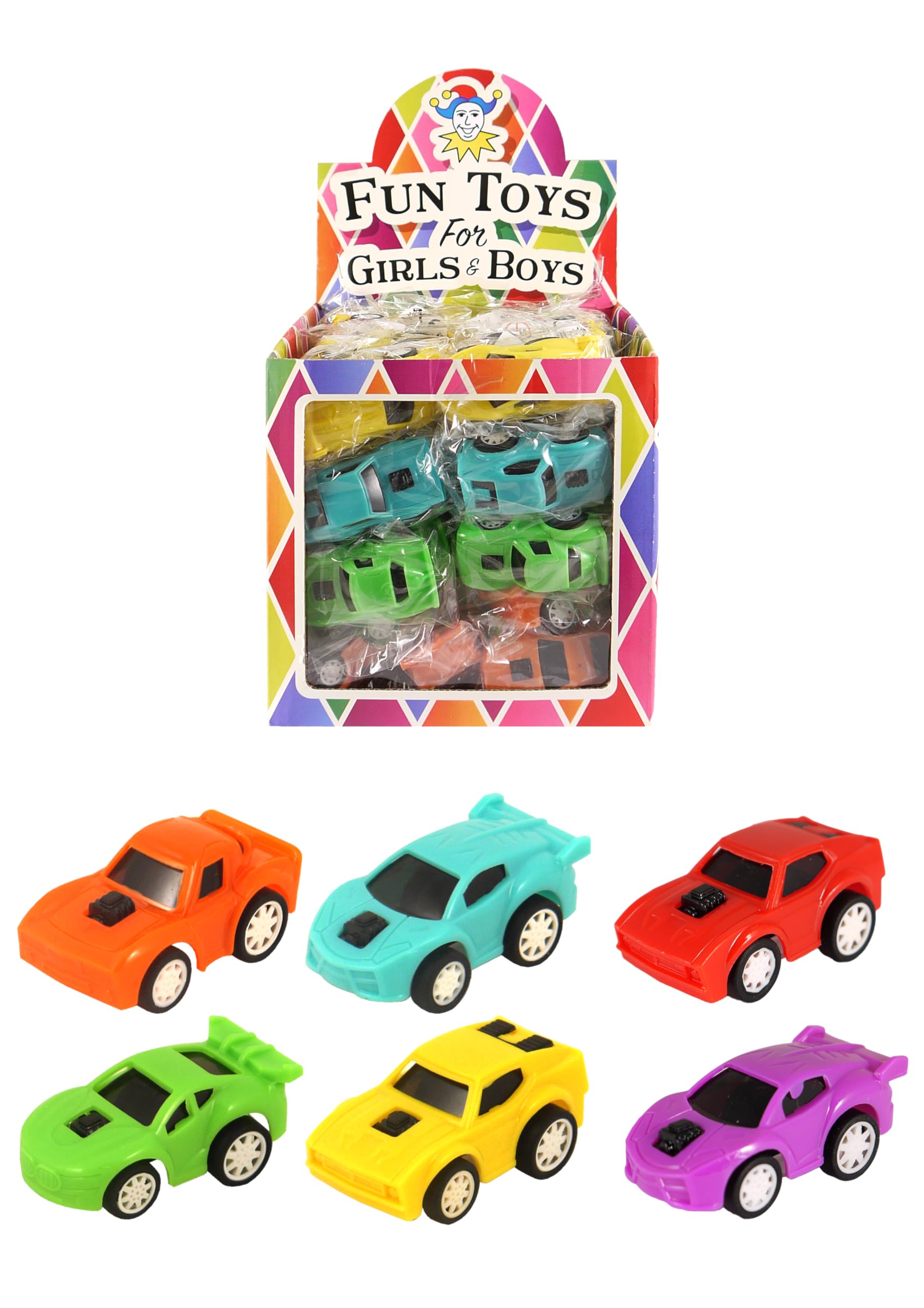 HENBRANDT Single Pack Pull Back Cars - 6cm Mini Toy Vehicles Set with 4 Unique Designs & 6 Vibrant Colours - Perfect Party Favours for Kids Birthday Celebrations