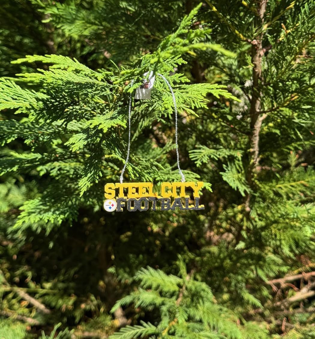 FOCO NFL Pittsburgh Steelers Steel City Football Holiday Wood Ornament - Image 2