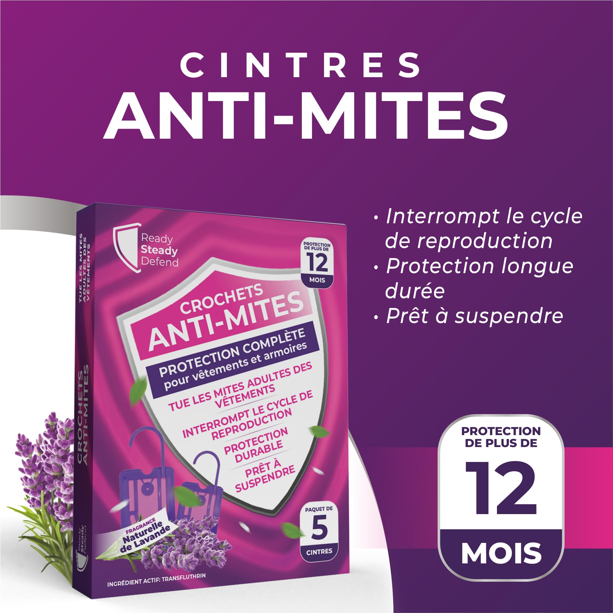 Anti-mites Textiles Lavande | Répulsifs à mites de vêtements Puissant