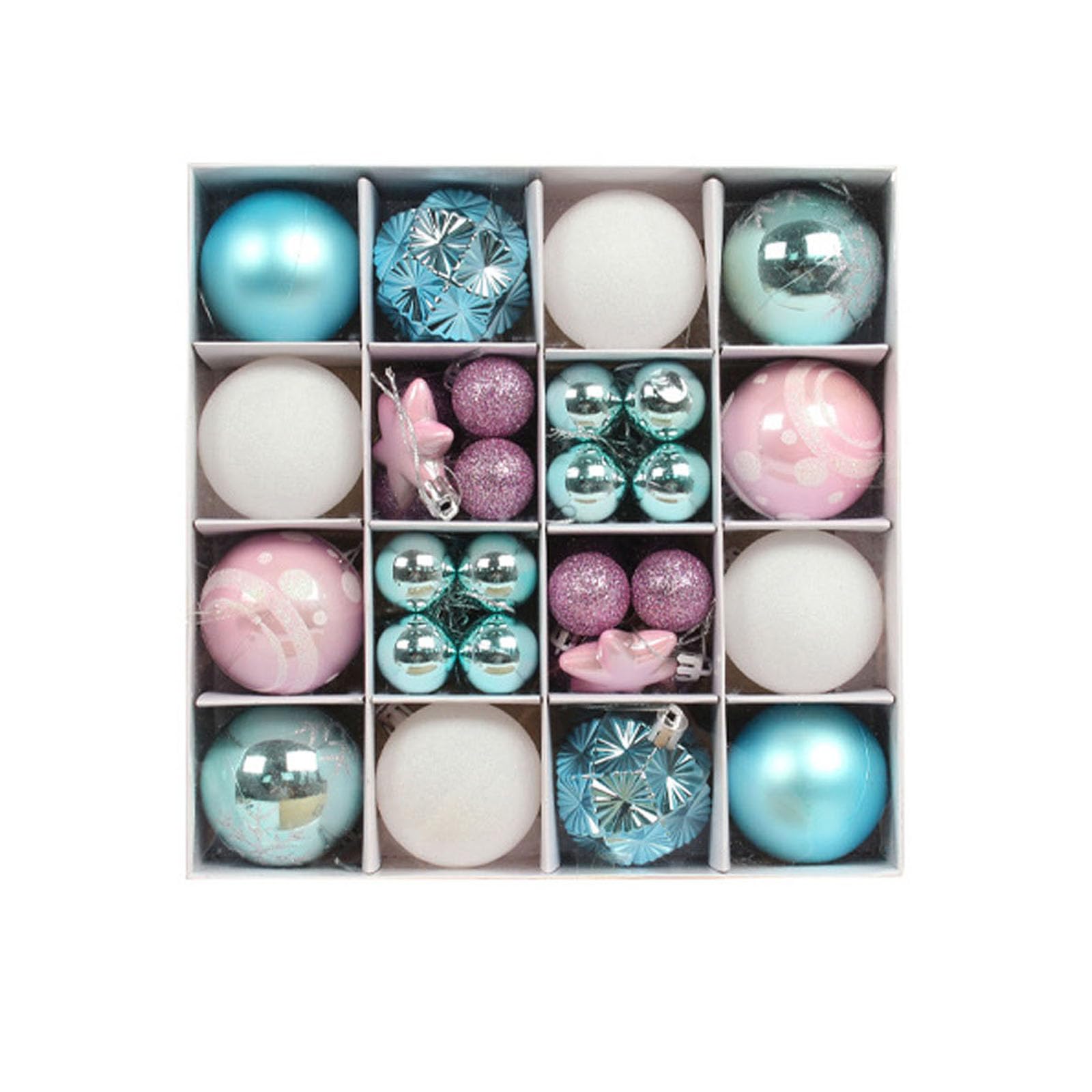 42PCS Christmas Balls Ornaments, Painted Shatterproof Festive Wedding Hanging Ornaments Christmas Tree Decoration Bauble Ball