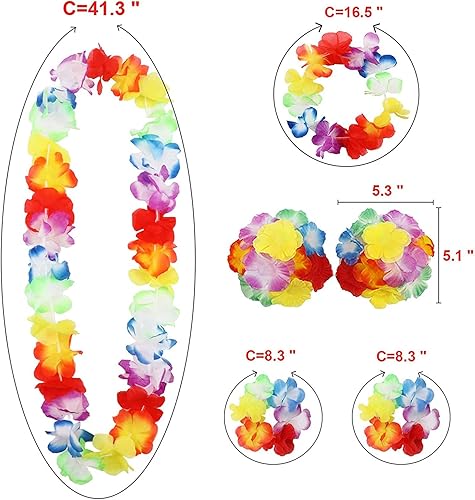 Miniatura 3 de Kit de 8 accesorios para disfraz de falda hula para fiesta hawaiana luau, baile
