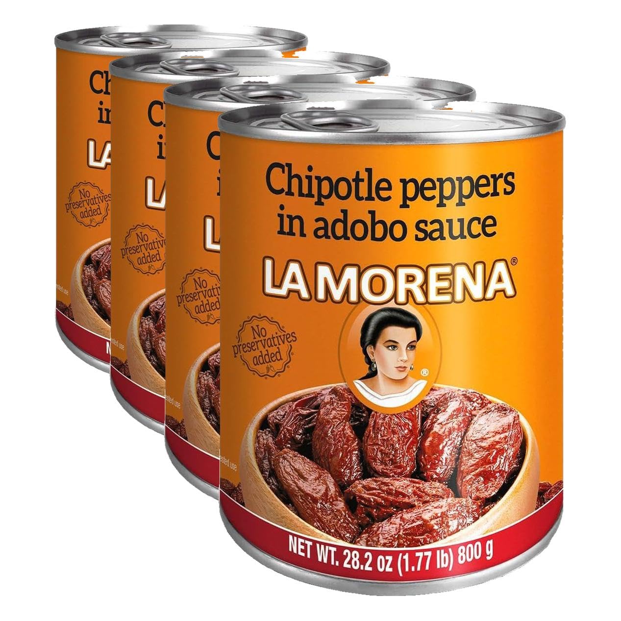 La Morena Chipotle Peppers in Adobo Sauce 28 oz (Pack of 4)