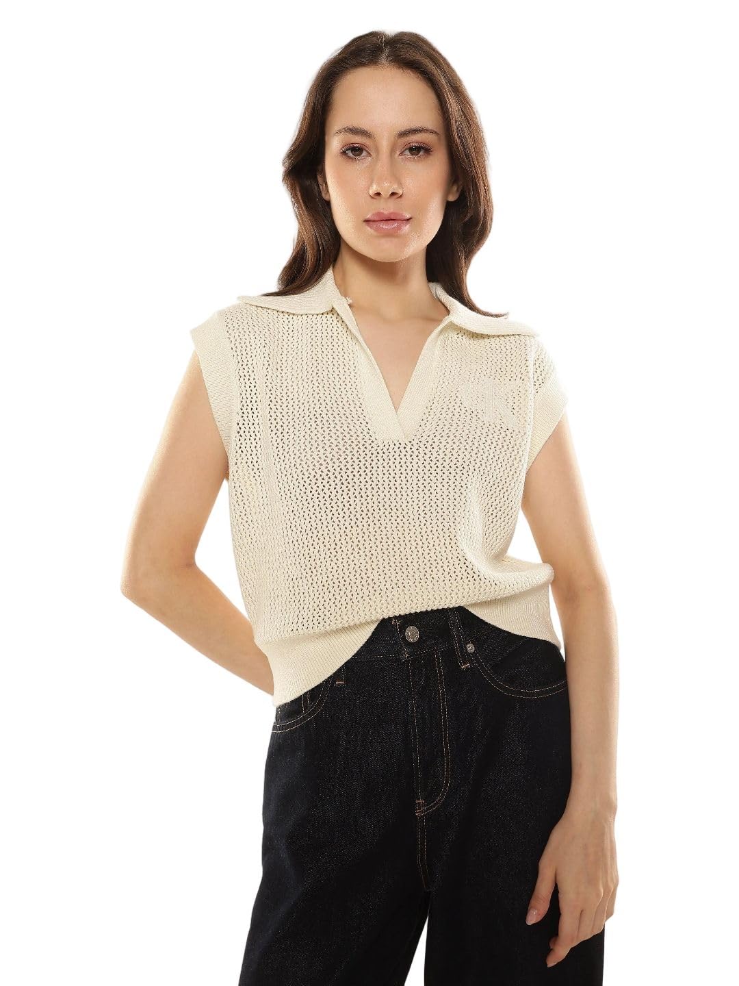 Regular fit Cotton Polo Collar Sweater-Vest Sweater-image-39