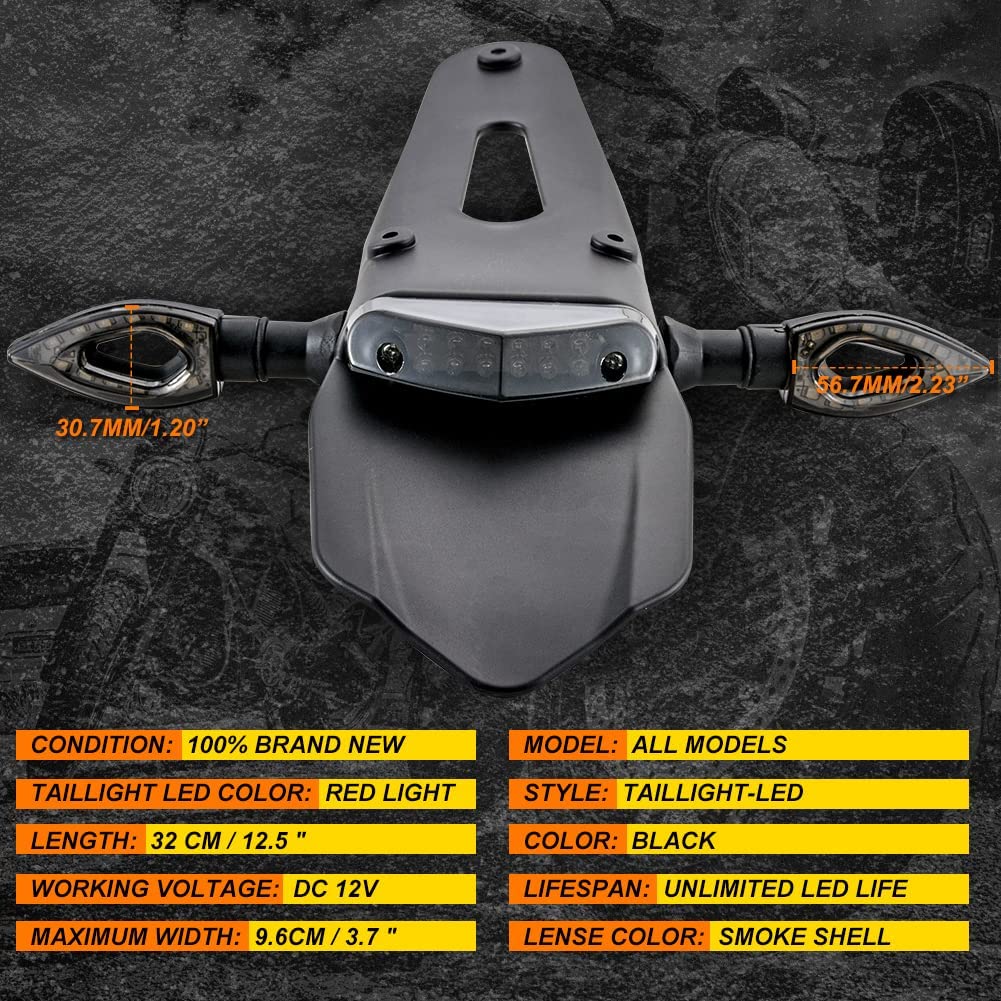 Katur motocyklowy tylny błotnik LED czerwone światło tylne ze wskaźnikiem kierunkowskazu do terenu motocykla motocrossowego