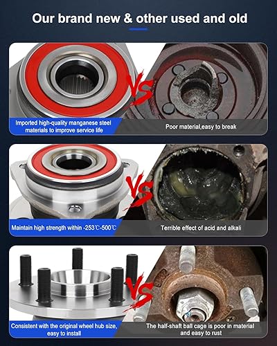 Miniatura 7 de ECCPP Rodamiento de rueda delantera y montaje de cubo para Jeep para Cherokee Comanche Grand para Cherokee Grand Wagoneer TJ Wagoneer Wrangler 2.5L