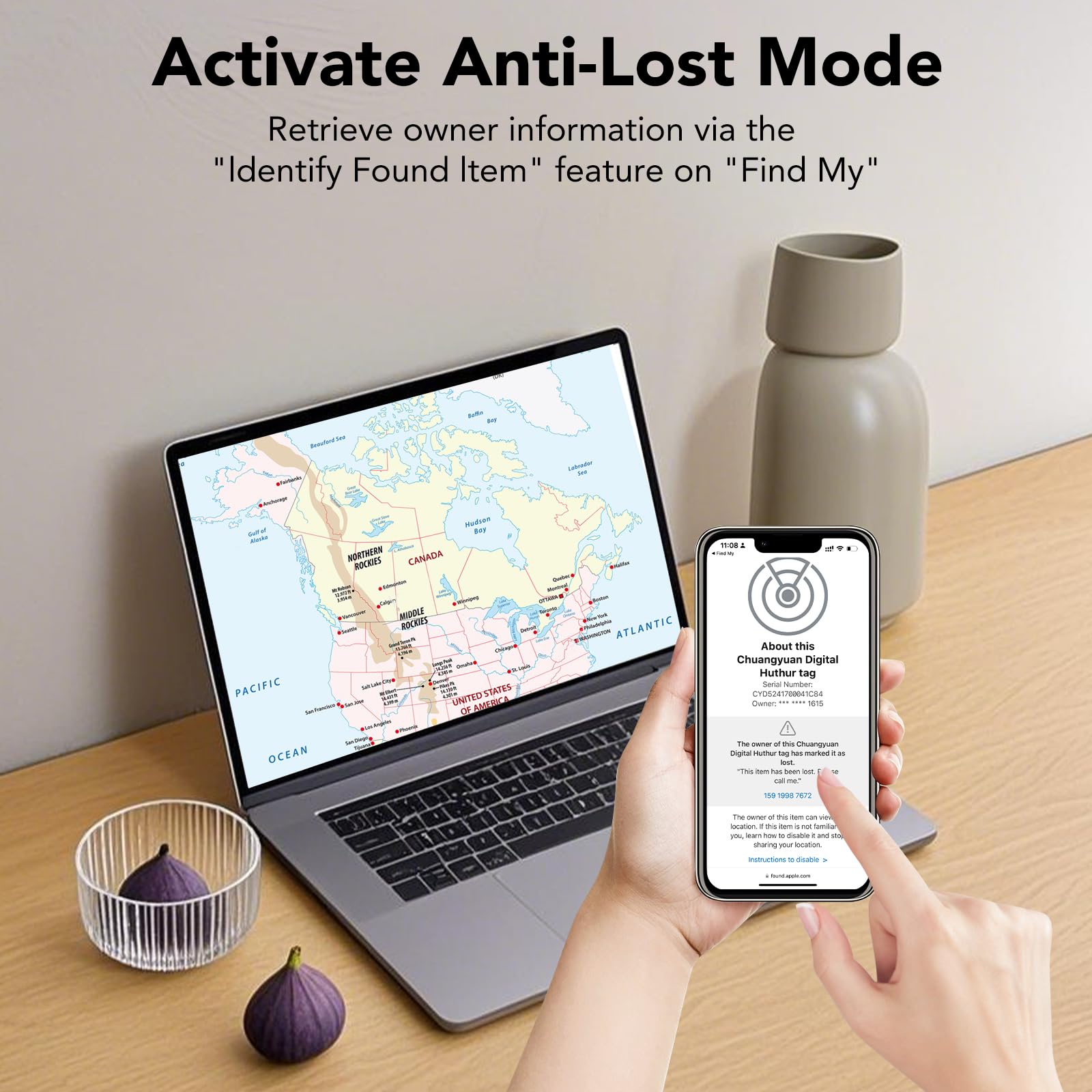 Air Tracker Tag 4 Pezzi, Bluetooth Localizzatore Compatibile con Apple Find My (solo iOS), IP67 Impermeabile, Smart Tag per Trovare Bagagli, Zaini, Valigia, Batteria Sostituibile