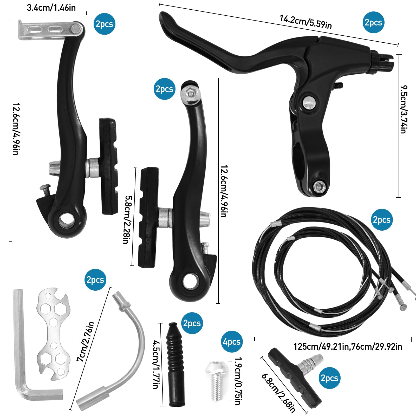 Hominas Vélo V-Brake, 1 Paire Pièces De Freins Bike V D