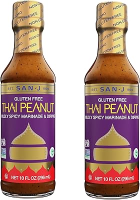 San-J Gluten Free Thai Peanut Sauce - Peanut Sauce for Spring Rolls, Satay Sauce, Thai Sauce, Peanut Sauce Asian, Kosher, ...