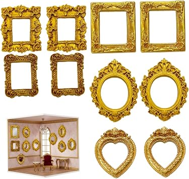 Mini Picture Frames, 10pcs Mini Vintage Frames, Tiny Golden Photo Frame for DIY Crafts, Phone Case Decor, and Jewelry Display
