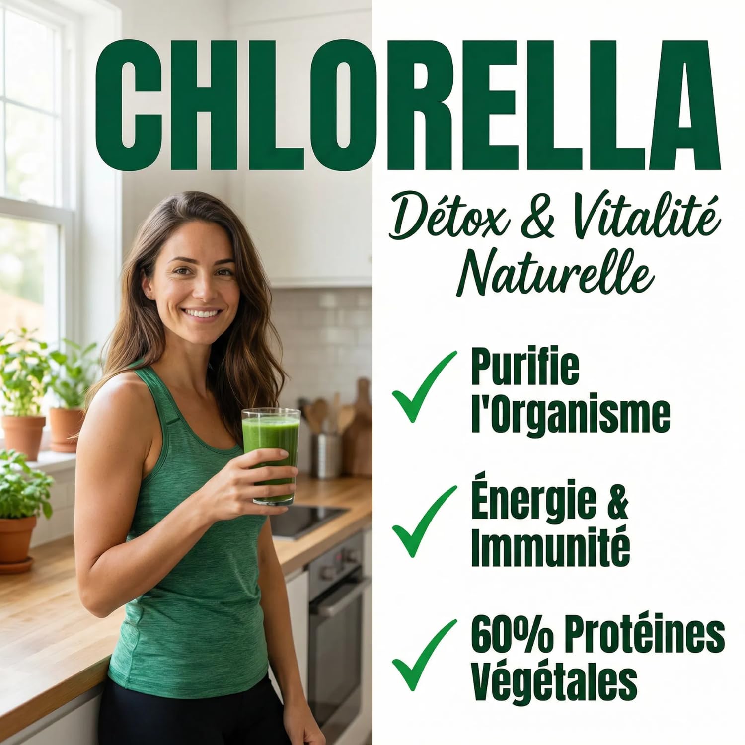 Chlorelle Poudre Pure 250g | Chlorella Détox Métaux Lourds, Chlorophylle | Superaliment 60% Protéines, Fer, Vitamines | Soutien Immunité, Énergie, Digestion | Paroi Cellulaire Éclatée | Vulgaris