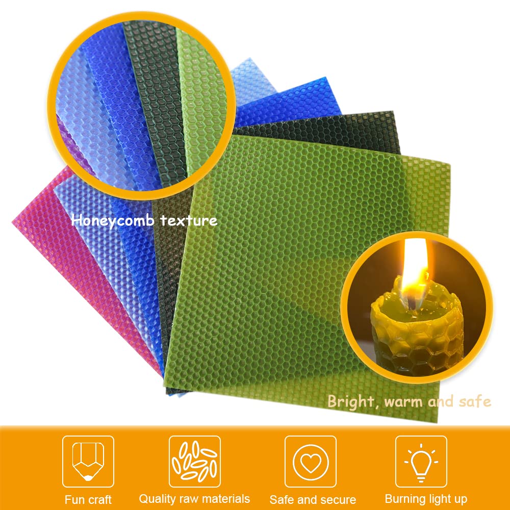 Zakouinn Kit de fabricación de velas de cera de abeja para niños, hojas de cera de abeja para hacer velas, kit de fabricación de velas naturales de 12 colores coloridos, regalo de bricolaje para