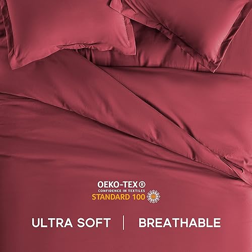 Miniatura 4 de Sonive Juego de funda de edredón tamaño King, juego de edredón de microfibra cepillada suave de 3 piezas con cierre de cremallera, 8 lazos