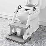 Potty Training Seat with Step Stool Ladder for Kids and Toddler,Wiifo Sturdy Potty Ladder with Soft Padded Cushion for Toddler Boys and Girls(Light Grey) 2025 New Version