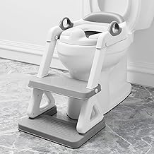 Potty Training Seat with Step Stool Ladder for Kids and Toddler,Wiifo Sturdy Potty Ladder with Soft Padded Cushion for Toddler Boys and Girls(Light Grey) 2025 New Version