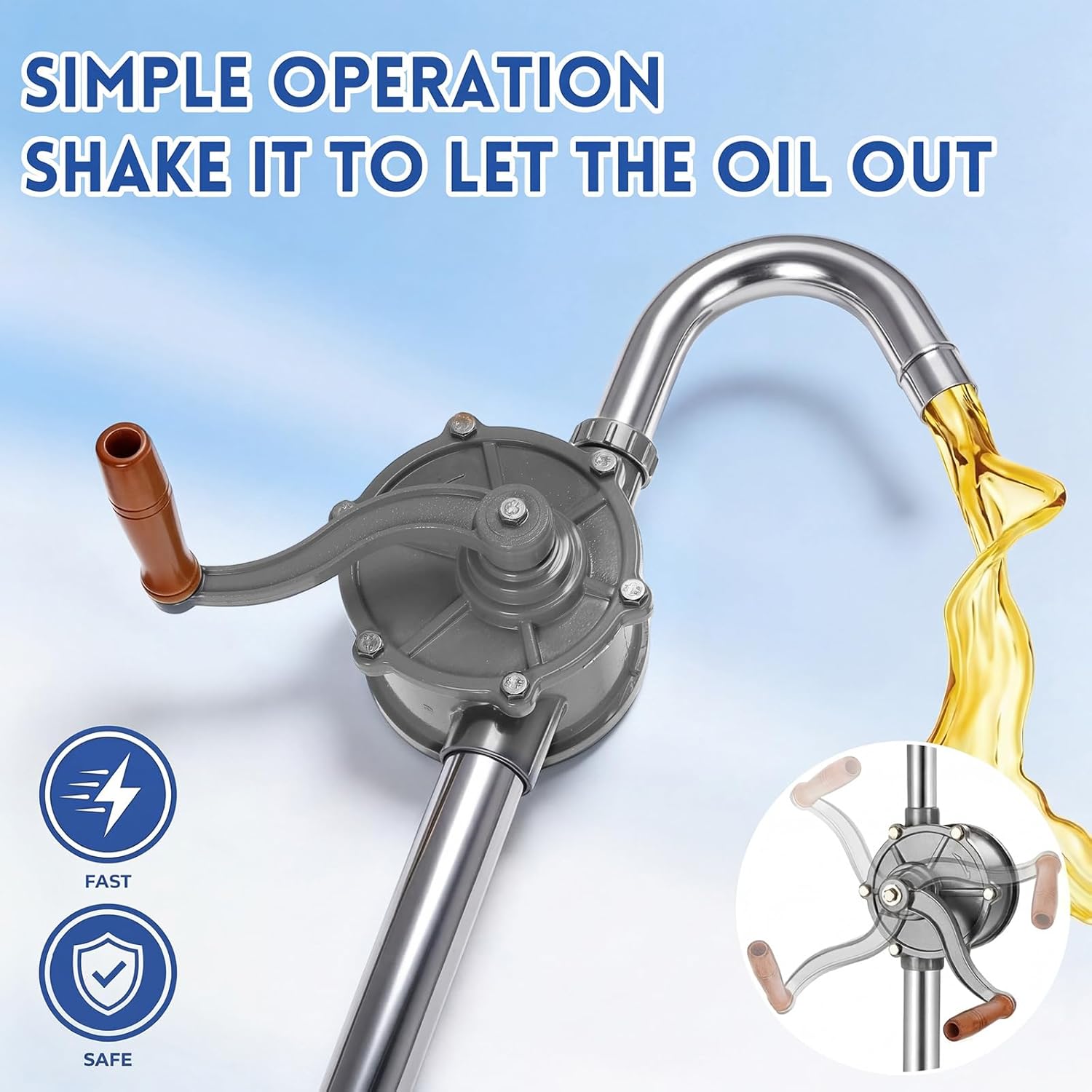 BBTO 55 Gallon Drum Pump, Heavy Duty Aluminum Manual Barrel Pump Hand Oil Transfer Pumps for 5-55 Gallon Diesel Kerosene Hydraulic Fluid