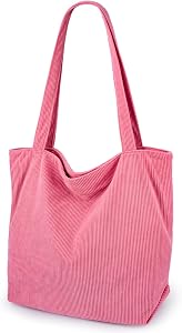Sac fourre-tout en velours côtelé Iioscre pour femmes, avec fermeture éclair, grande capacité, sacs à main décontractés avec poches intérieures