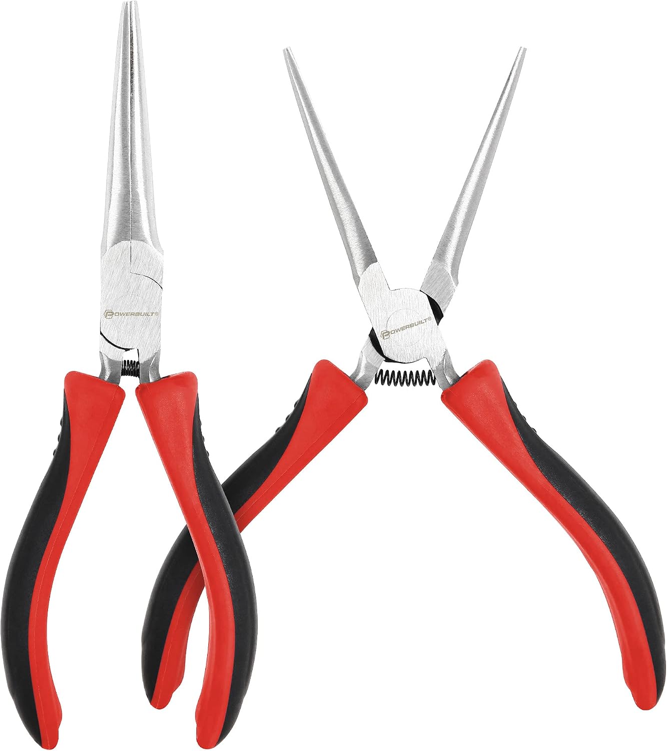 Powerbuilt 6-Inch Mini Needle Nose Pliers, Chrome-Vanadium made, Ergonomic Dual-Density TPR Handle, Hardened Rivet - 640410