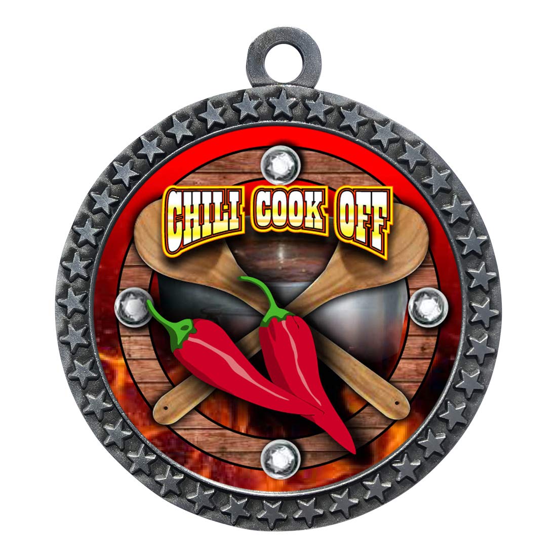 Express Medals Chili Cook Off Silver Medal Trophy Award with Neck Ribbon STDD212-FCL437 50PK
