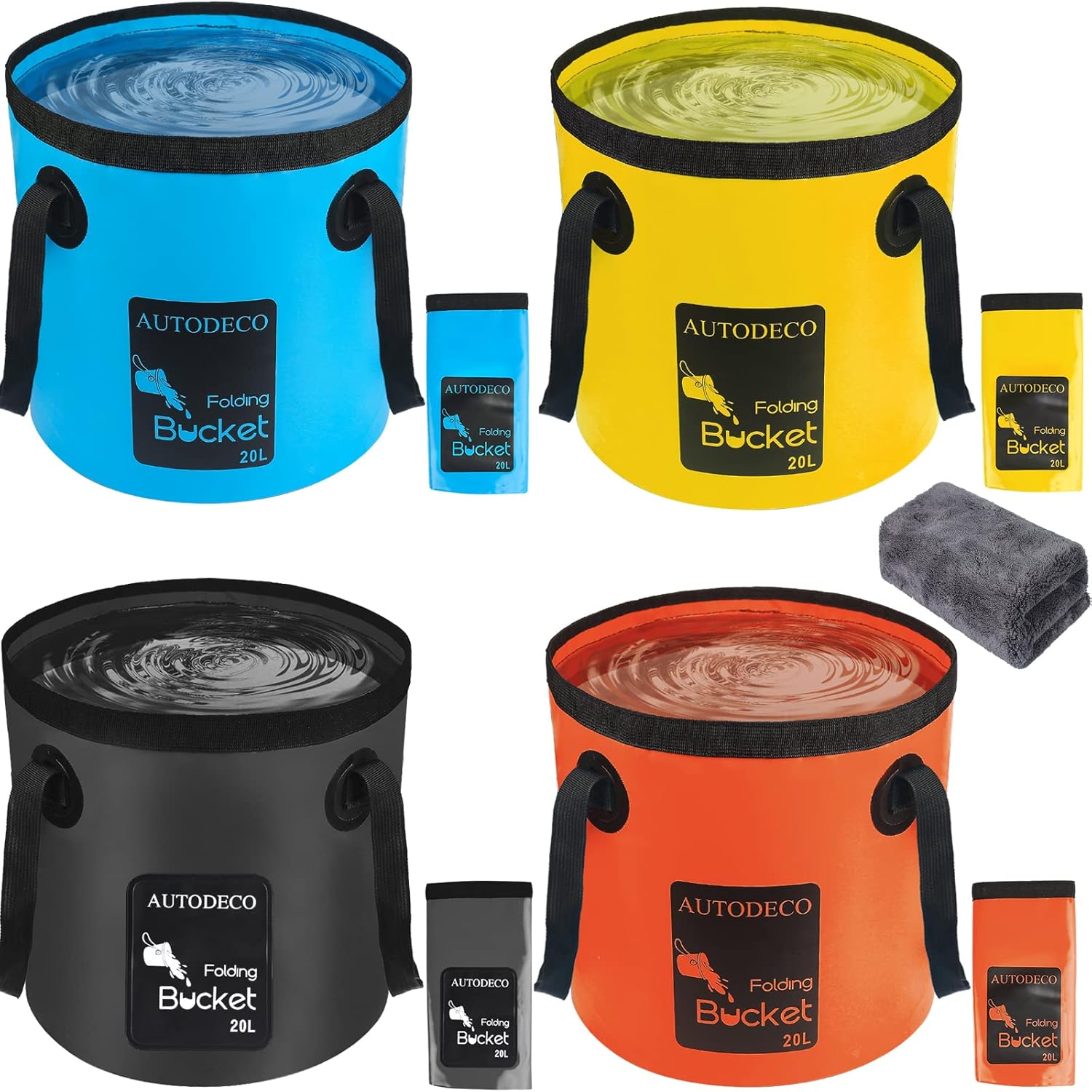 AUTODECO Collapsible Bucket 5 Gallon Container Folding Water Bucket Portable Wash Basin