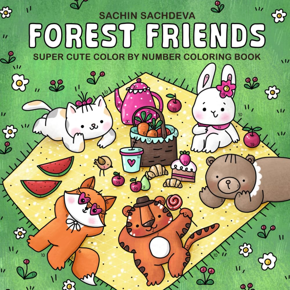 Forest Friends Color by Number: Super Cute Coloring Book for Adults and Teens, featuring Cozy Animals Characters with Easy & Simple Designs for Relaxation