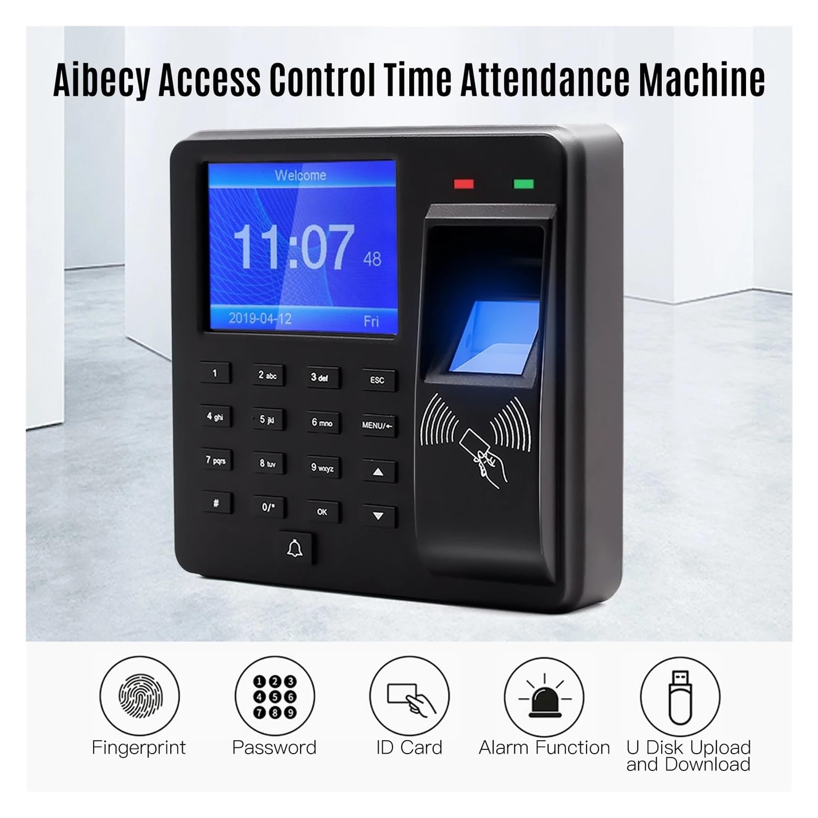 Control Horario Empleados, Reloj de control de acceso, máquina de control de asistencia con reconocimiento de huellas dactilares, contraseñas y tarjetas de identificación, reloj de control de asistenc