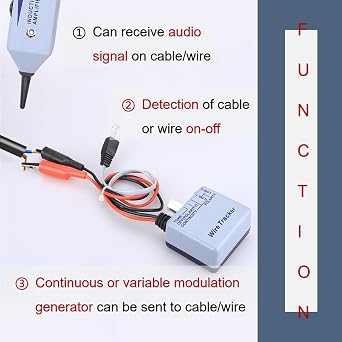 Network Cable Tracing Tester Kit Audio Adjustable Induction Amplifier Cable Toner Detector Kabel Tracer Toner and Probe kit Circuittesters Tone Generator and Stromprufer