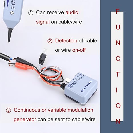 Network Cable Tracing Tester Kit Audio Adjustable Induction Amplifier Cable Toner Detector Kabel Tracer Toner and Probe kit Circuittesters Tone Generator and Stromprufer