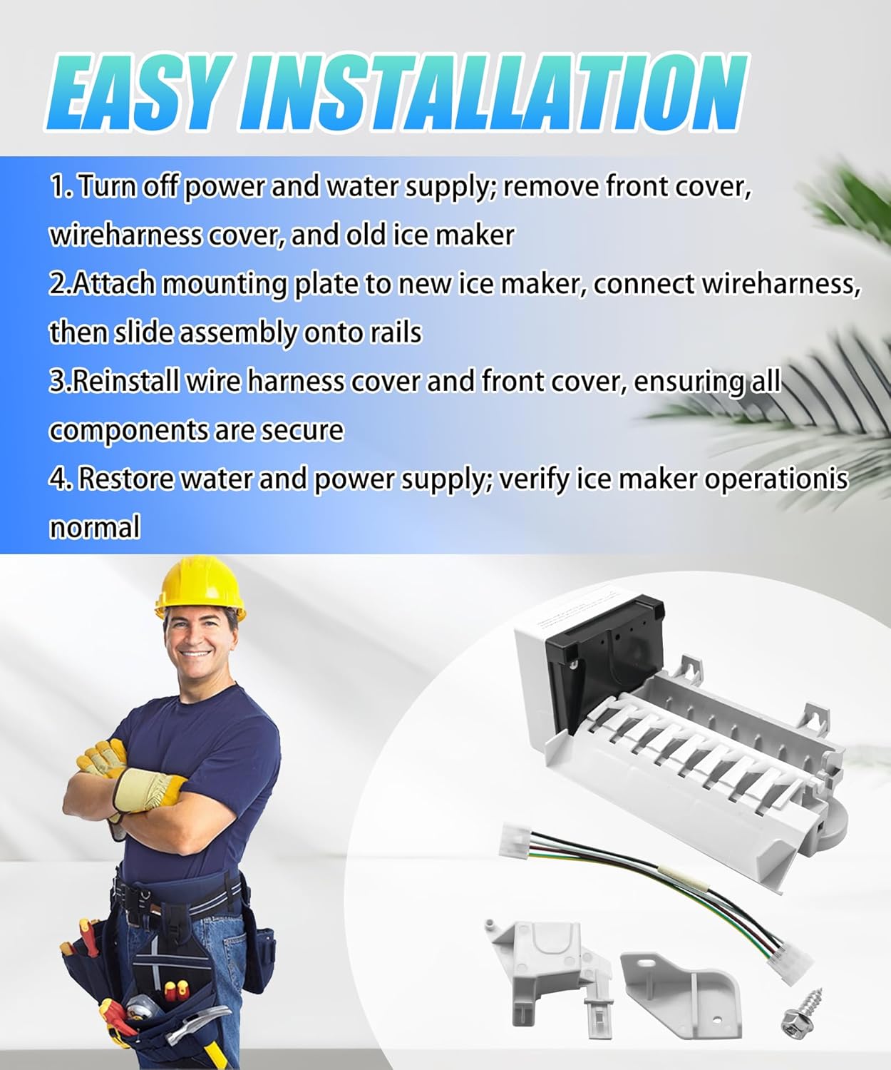 2198597 626663 Ice Maker Replacement Kit Compatible with Whirlpool, Maytag, KitchenAid Refrigerator,Replace 2198597, AP3182733, 2198678, 626663, PS869316, W10122502, W10190960 etc.