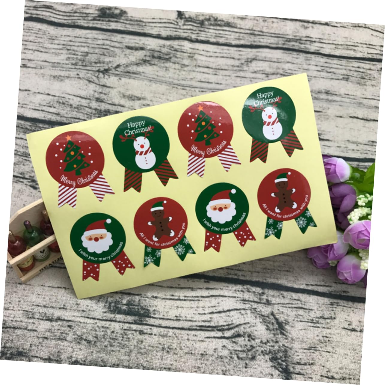 VILLCASE 960 Pezzi adesivi natalizi adesivi per feste di Natale etichetta rotonda di natale busta natalizia etichette decalcomanie ie per sacchetti di biscotti per natale