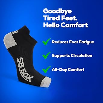 SB SOX - 4 Pairs Compression Ankle Socks, Size Small (Black/Gray + Solid Black)