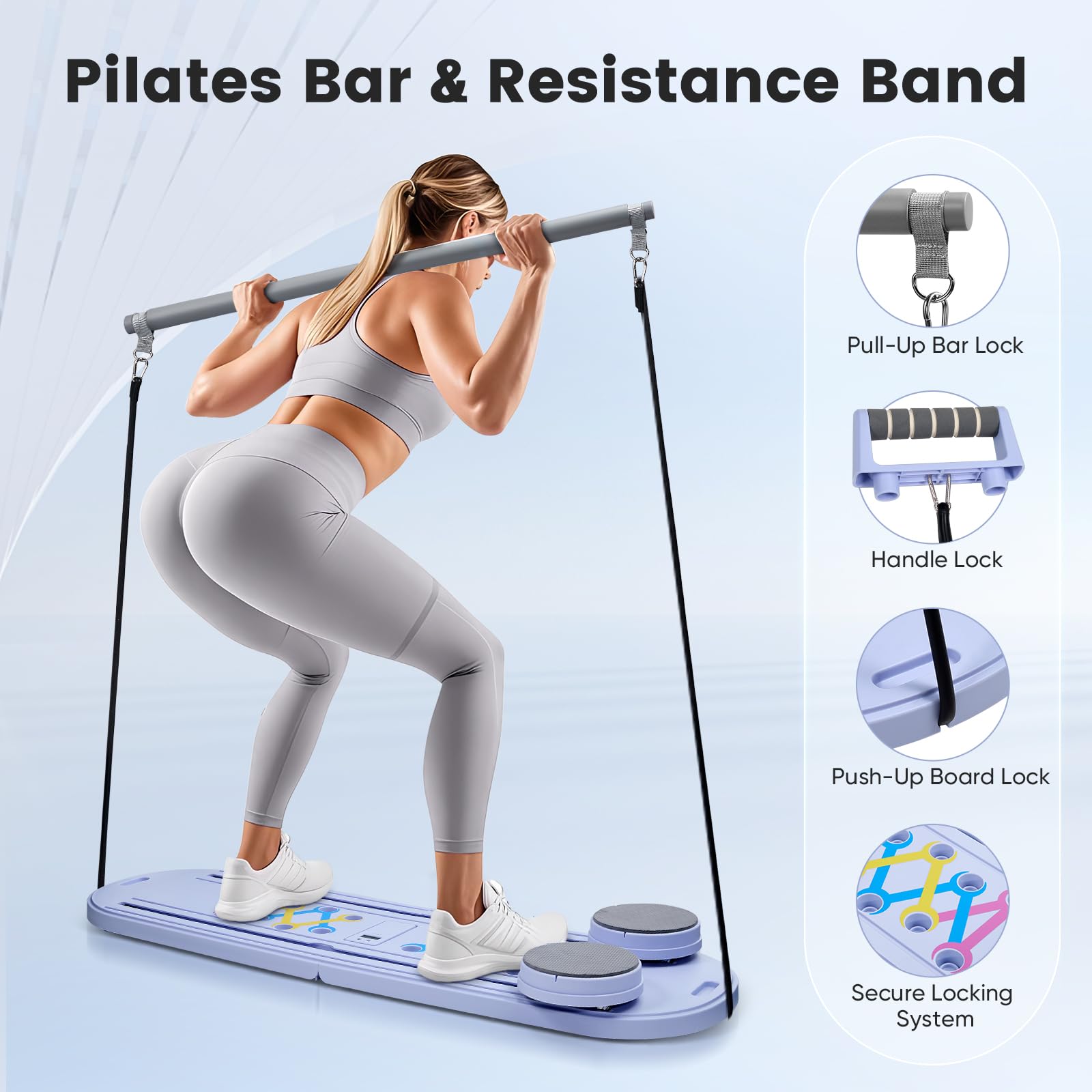 Yapasopu 5 In 1 Pilates Reformer Machine Pour La Maison Planche Abdominale Pliable Avec Rebondissement Automatique Roue Abdominale Pilates équipement D 'entraînement Pour Corps Entier Pilates Reformer