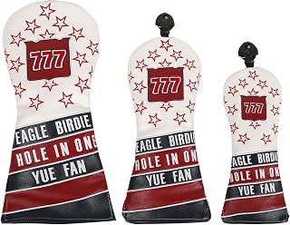 3 fundas para cabeza de palo de golf, impermeables, de piel sintética, con patrón de estrella, para cabeza de palo de golf