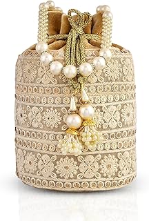 Kuber Industries Potli | Velvet Wedding Potli | Beads Handle Potli | Wallet Potli | Christmas Gift Potli | Baby Shower Pot...