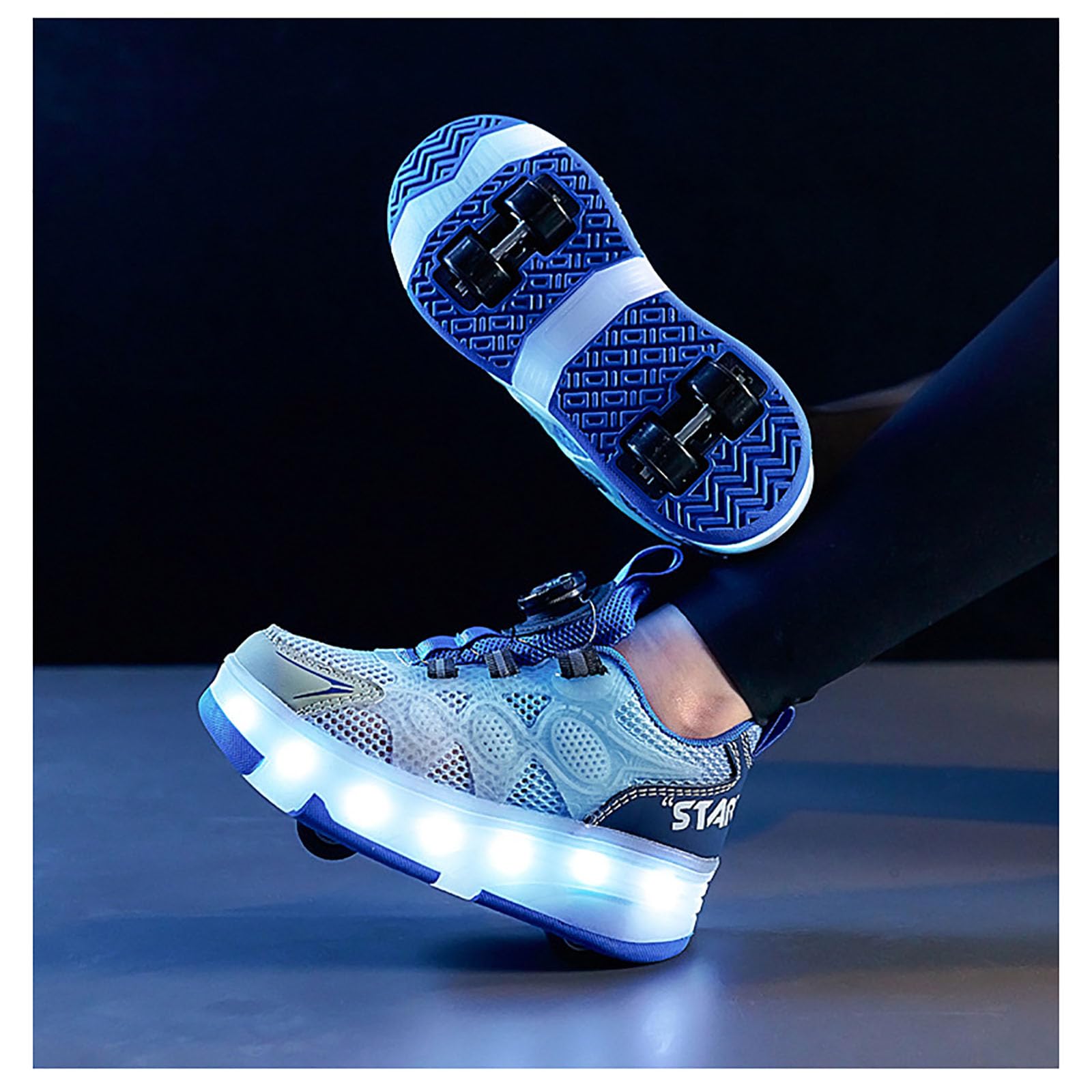 Unisexe Enfants LED Patins À roulettes Rétractable 4 Roues Enfants Chaussures De Skateboard Lumières Clignotantes Baskets De Course