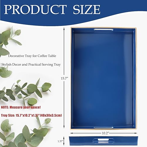 Miniatura 105 de Spsyrine Bandeja para servir, bandeja rectangular de plástico para mesa de centro con asas, bandeja decorativa de mármol para sala de estar