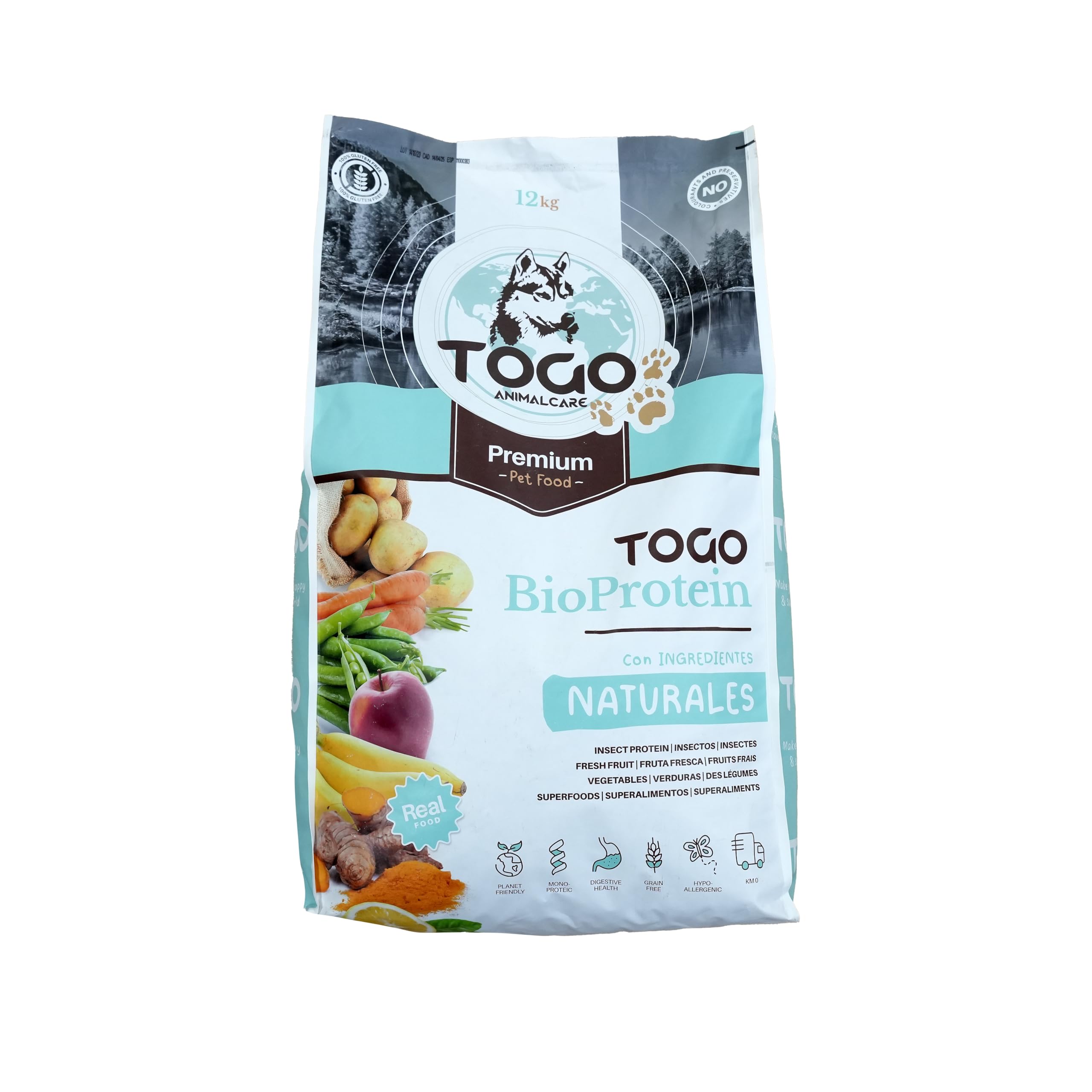 Pienso Hipoalergenico Perros Togo [12 kg] Comida SIN Cereales | Apto para Todas Las Razas | Grandes y Medianas | Ideal Sistema gastrointestinal, renal y Articular | Natural y Light