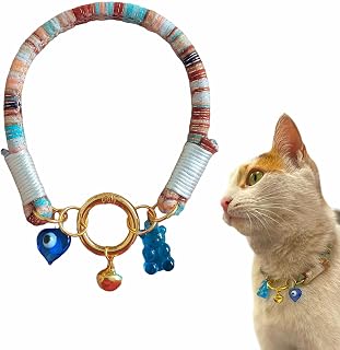 Cat Collar with Bell is Bohem, Evil Eye Beads for Girls and Boys Cats