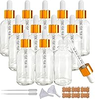 Vista 1 de Paquete de 12 botellas de vidrio con cuentagotas de 1 onza (1.0 fl oz) botellas de vidrio transparente con cuentagotas de vidrio, botellas