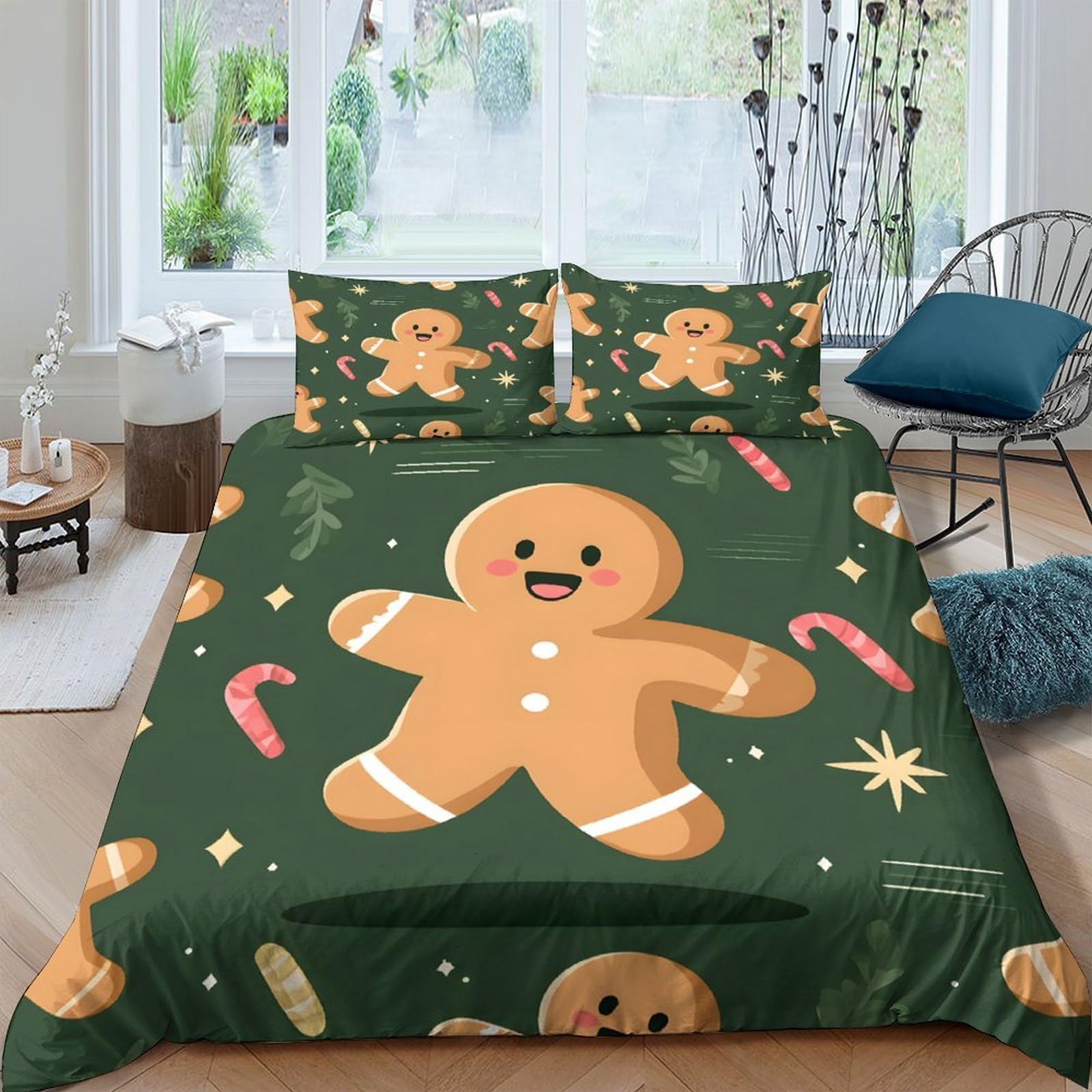 Ctjqhvkz Style-1 3D Printed Gingerbread Candy Fitted Sheet Microfiber Soft Christmas Bed Sheet For Bedroom Guest Room Decor Single（135X200cm）