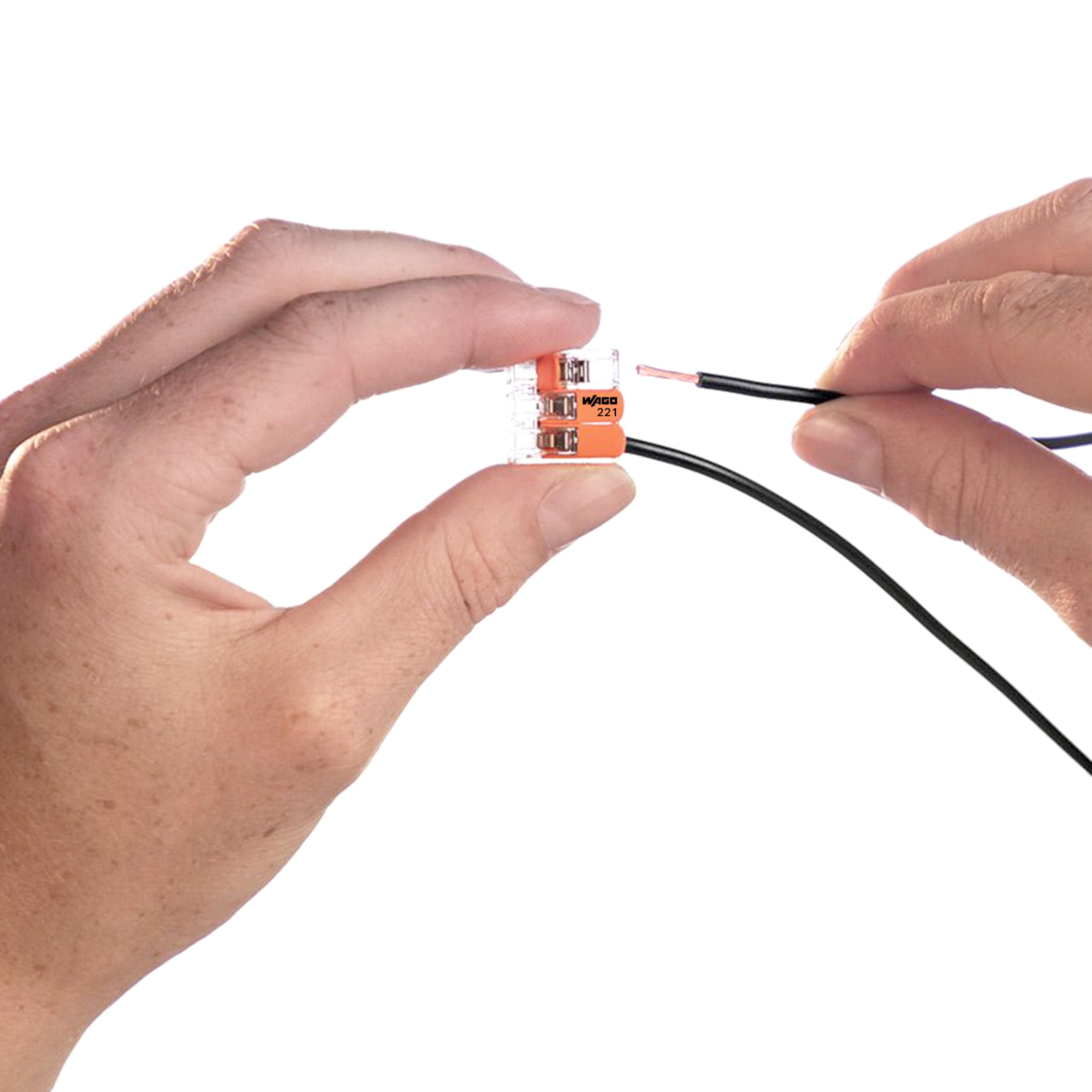 221-412 | WAGO Lever-Nuts® Spleißverbinder | für Voll- und Litzenleiter | 2-Leiter mit Betätigungshebel | 24-12 AWG | transparentes Gehäuse | [Glas mit 550 Stück]