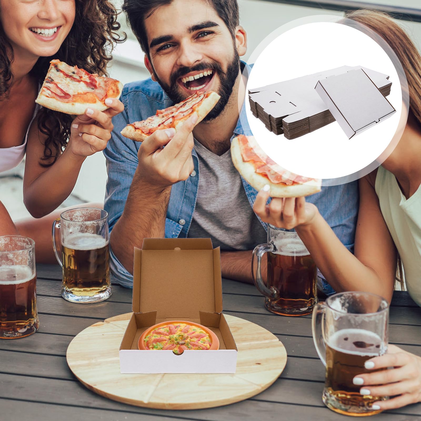 30 Scatole Pizza in Cartone Ondulato Bianco 6 Pollici Coperchio, Scatole per Conservazione Alimenti e Asporto, Riutilizzabili e Resistenti per Pizzerie e Servizio