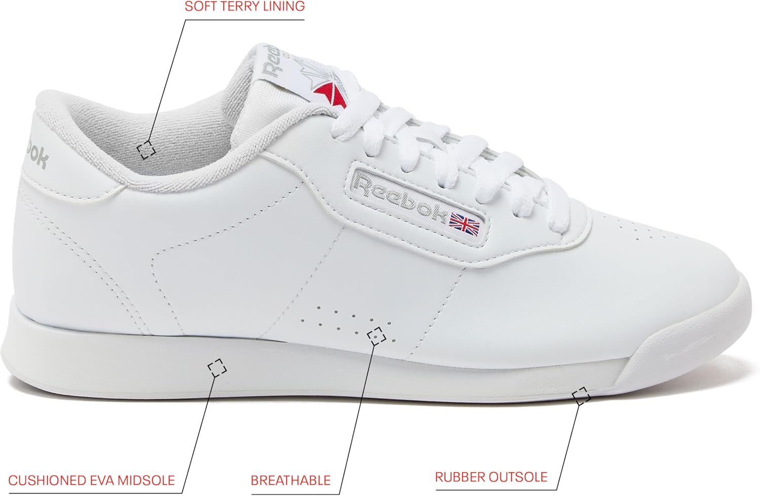 Reebok Princess Sneakers for Women, Comfortable Walking or Tennis Womens Shoes - Image 3