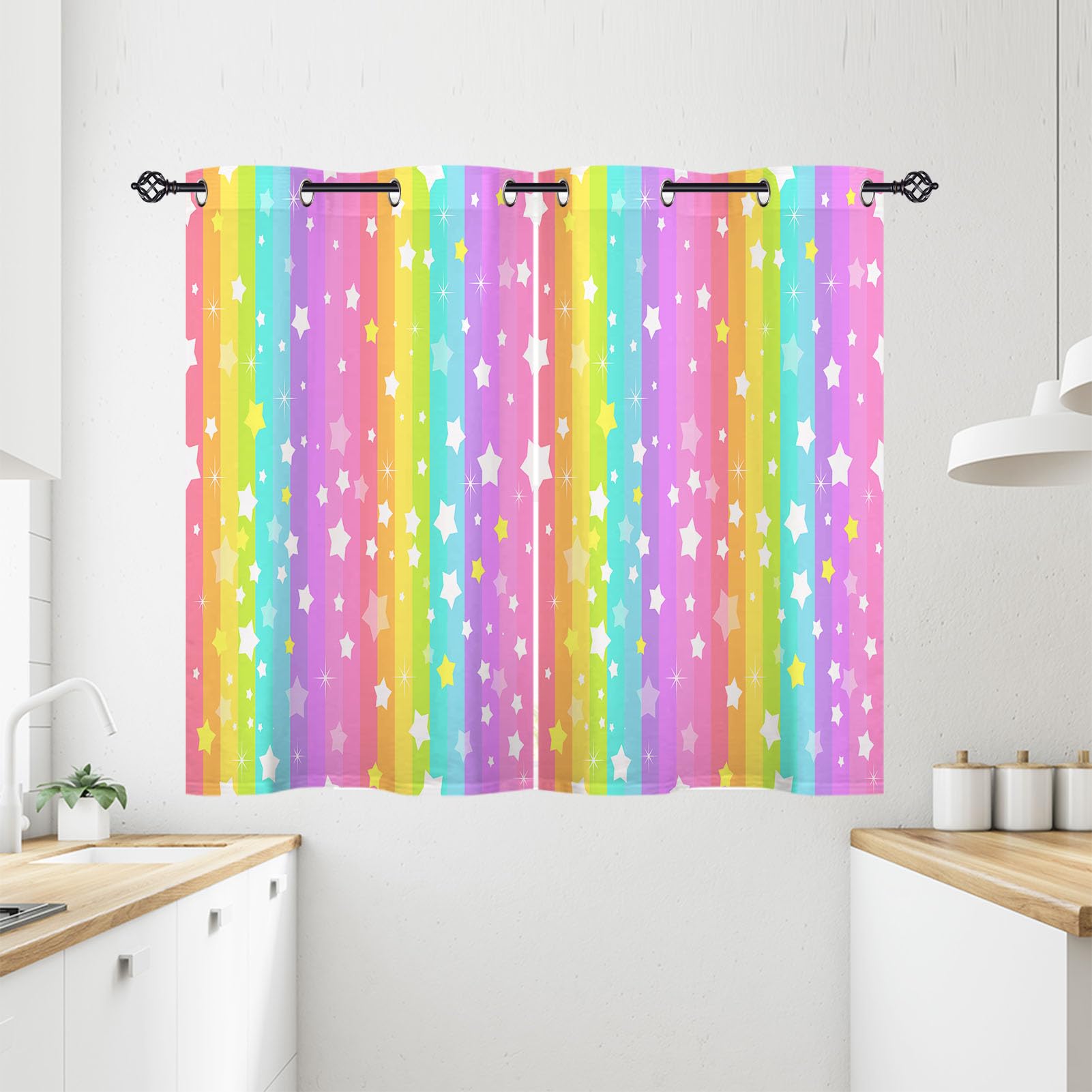 ANHOPE Rainbow Blackout Curtains Eyelet 2 Panels 28 x 54 Inch โ image 1