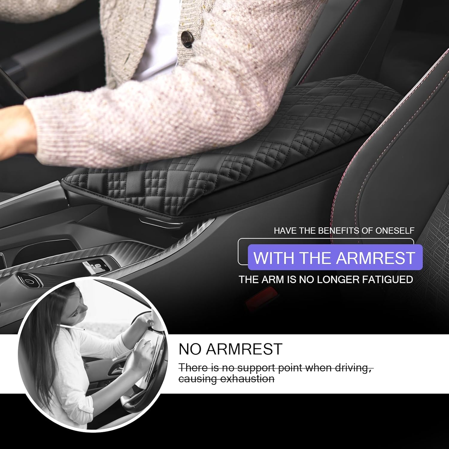 LUWU 2025 2026 Charger Center Console Cover Compatible with 2024 2025 2026 Charger Daytona R/T Scat Pack Accessories Armrest Cover Center Console Pad Armrest Console Cover (Thick Black)