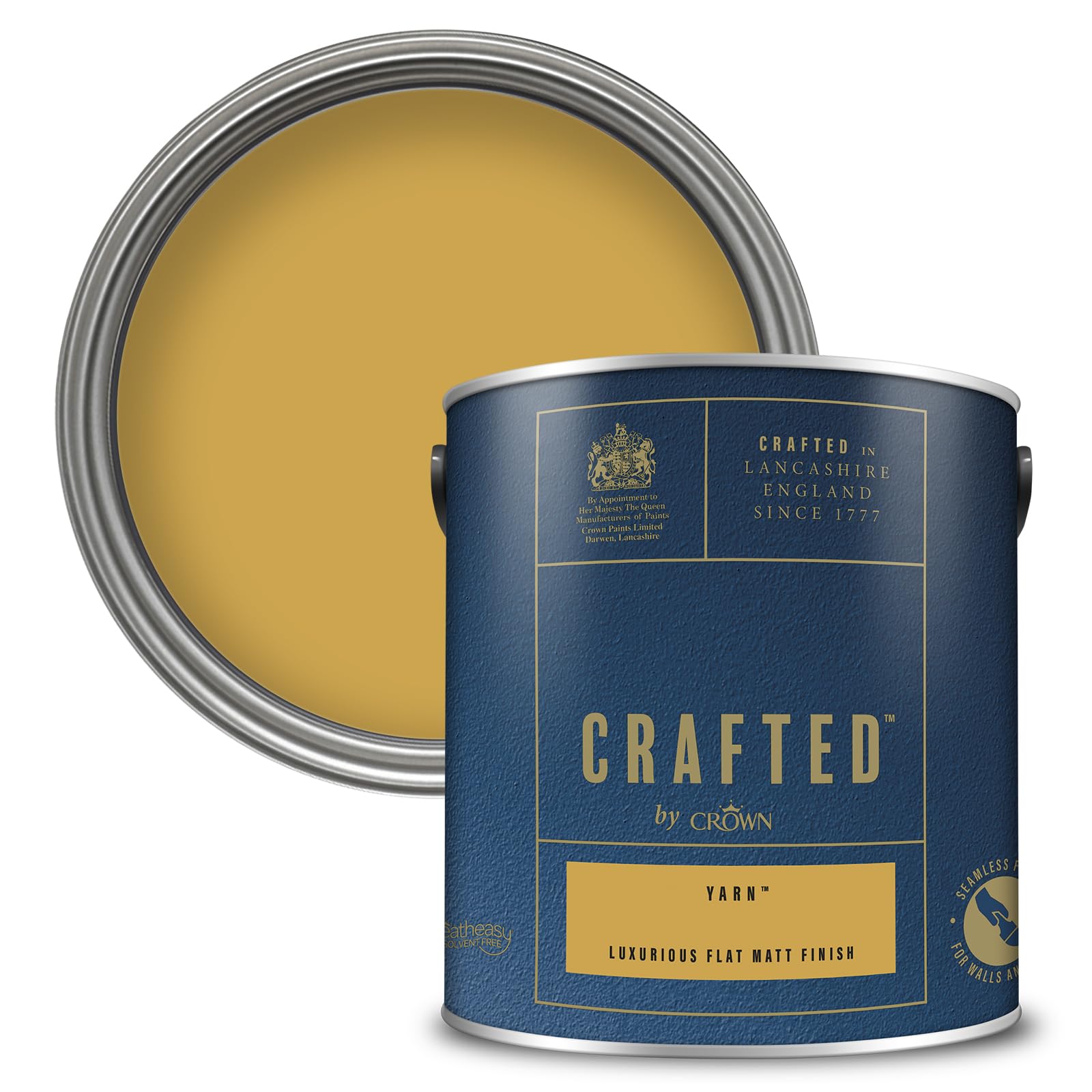 Crown PAINT CRAFTED Yarn Velvety Flat Matt Emulsion Paint - Use on Walls, Ceilings and Wood - Artisanal Finish, Luxurious, Thick and Creamy, Low Odour - 2.5L
