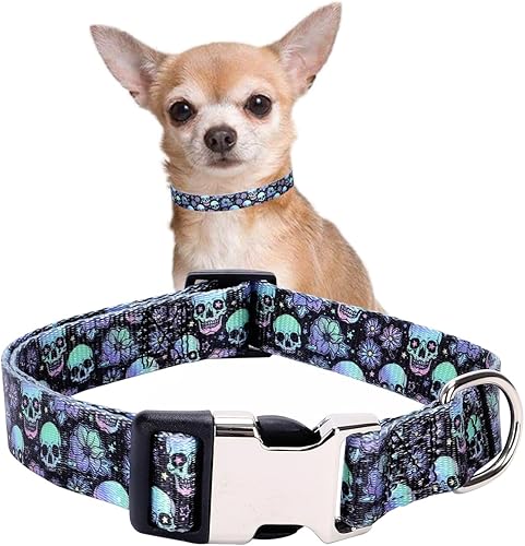 Lindo collar para perros XS, pequeños, medianos y grandes, collar de nailon suave para mascotas, estampado 3D, con patrones multicolor, collares