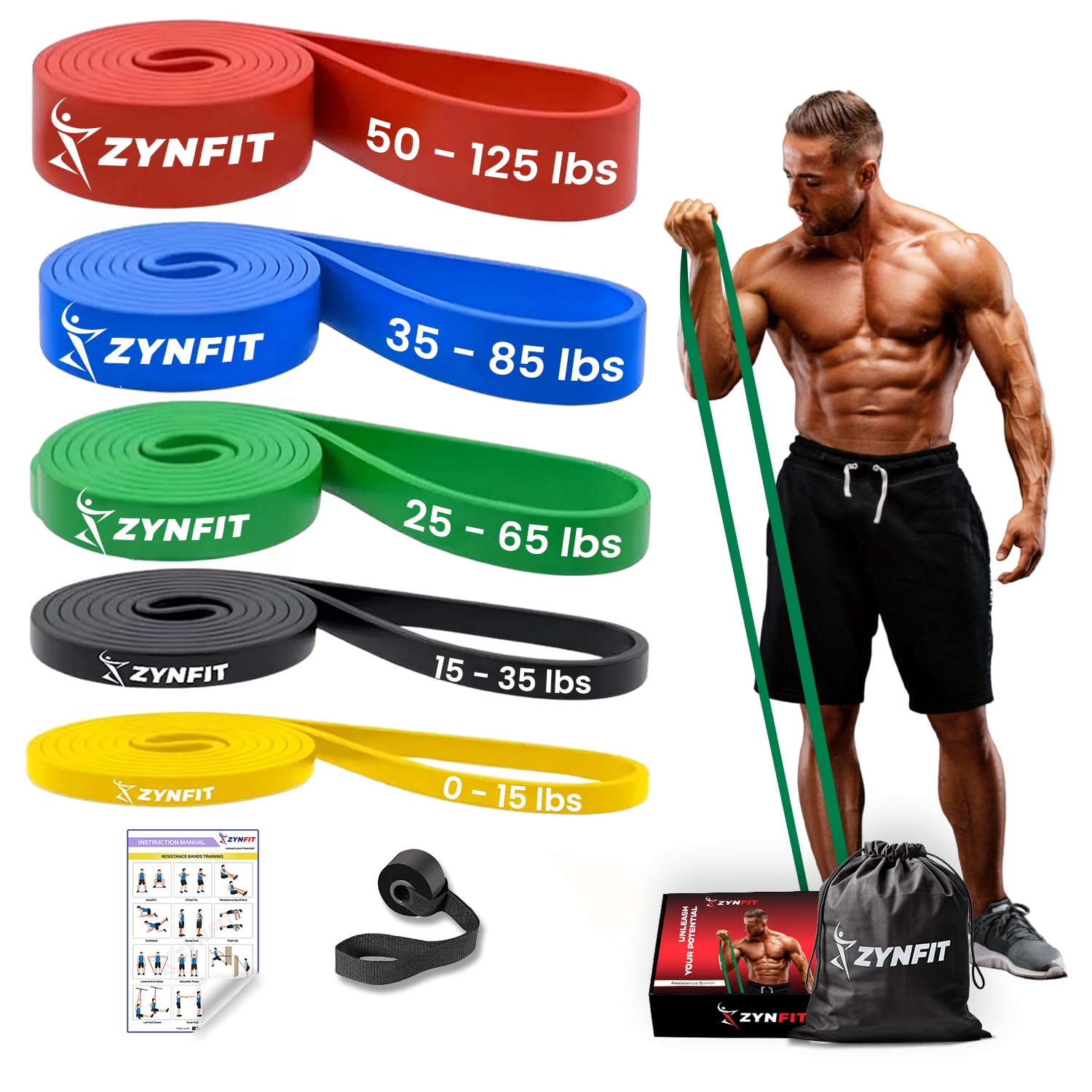 Pull Up Bands Resistance Bands Set with Door Anchor 5-Level Pull Up Assistance Bands for Working Out Workout
